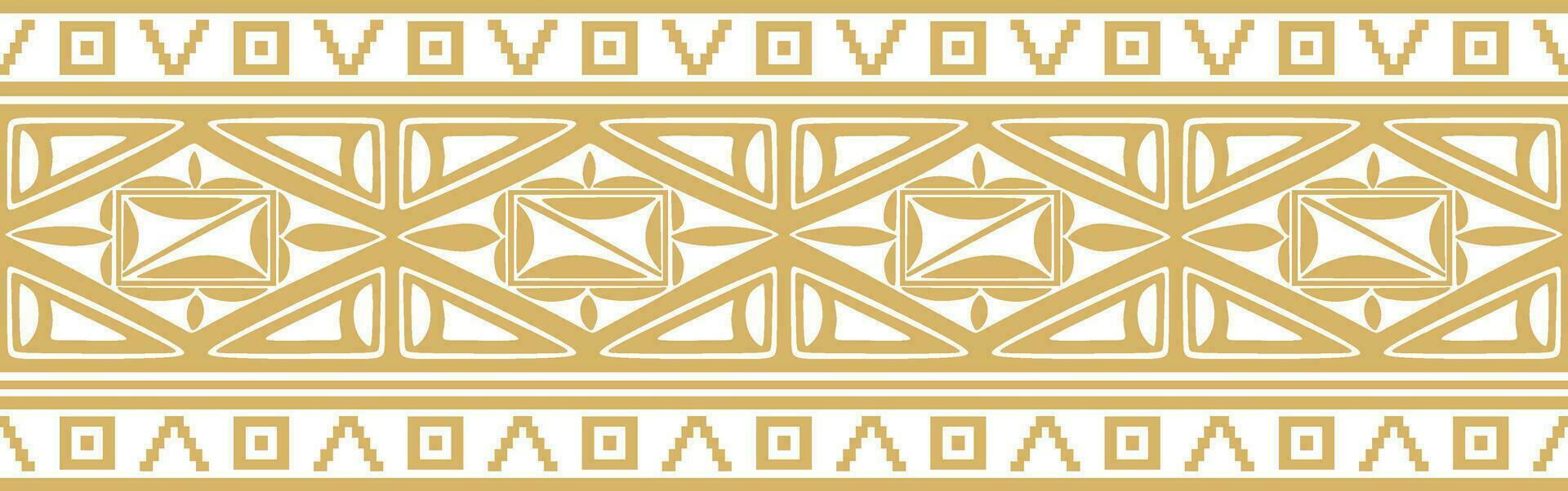 Vector seamless golden border ornament. Native American tribes framework.