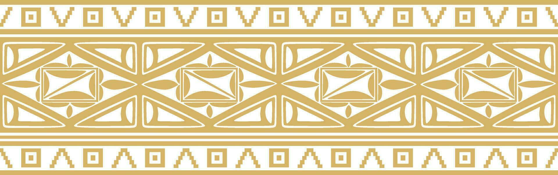 Vector seamless golden border ornament. Native American tribes framework.