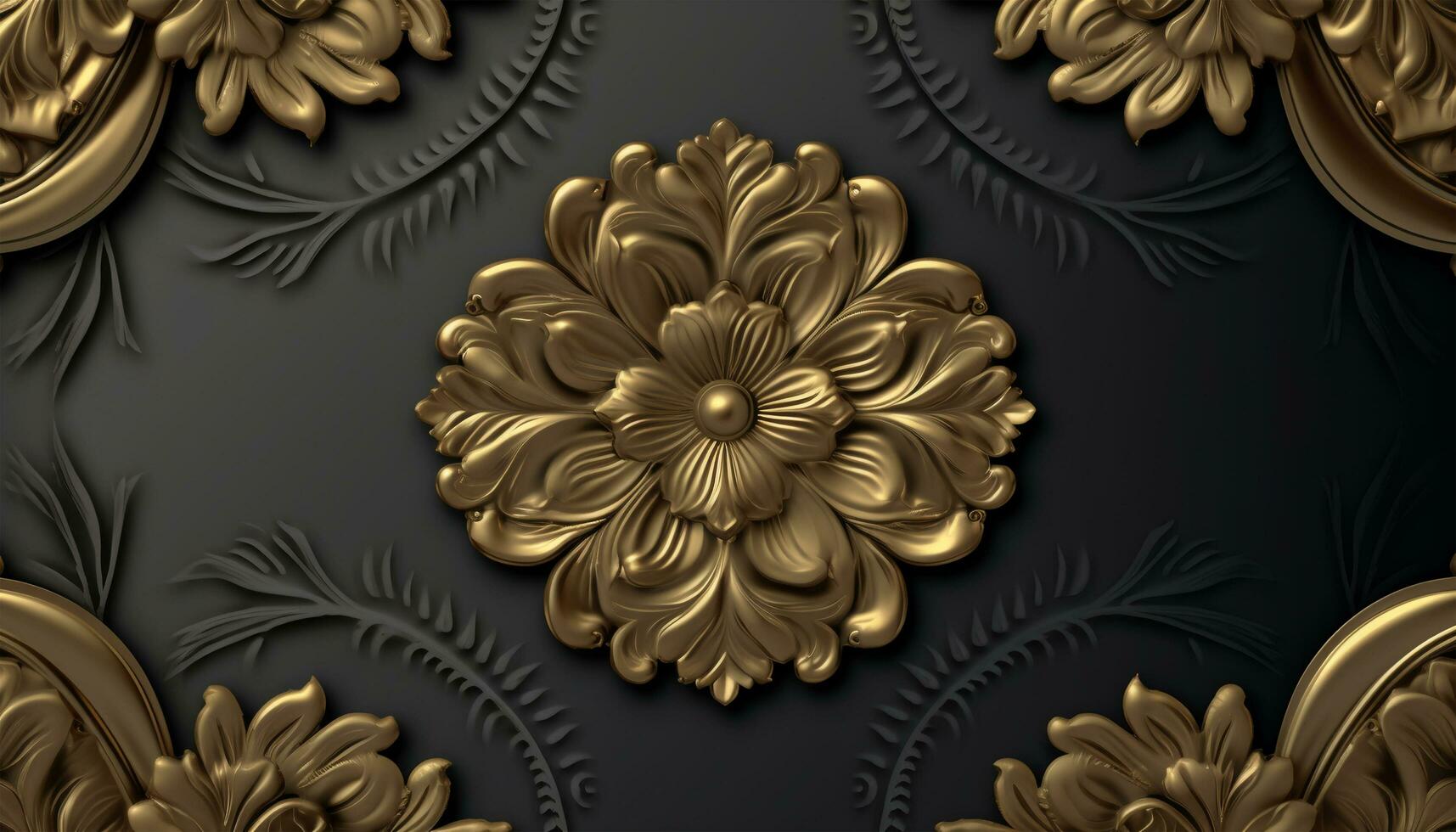 Gold and black carved pattern background, luxurious and elegant. generative ai photo