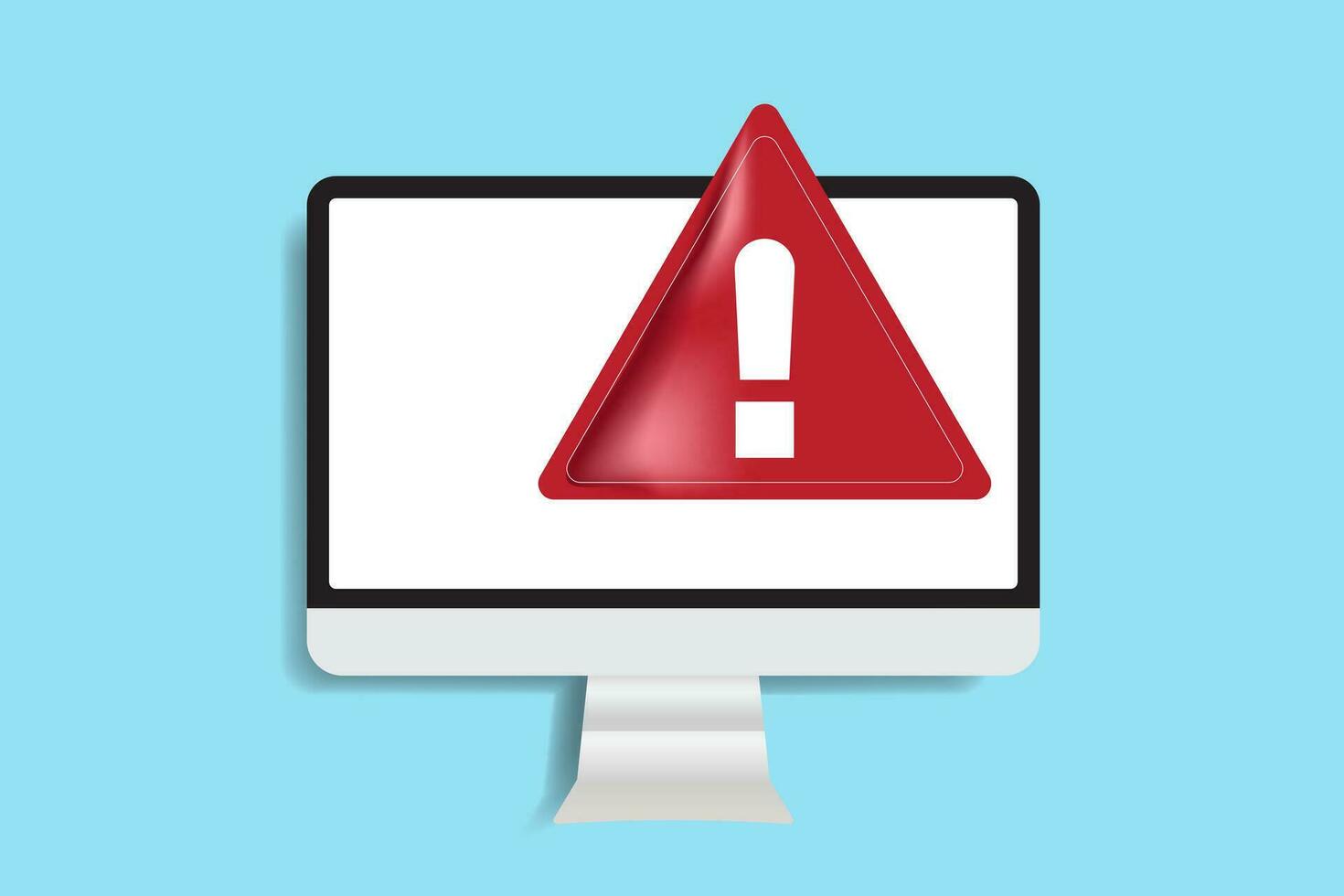 Computer monitor with red error messages or alarm Danger of damage to the device. vector