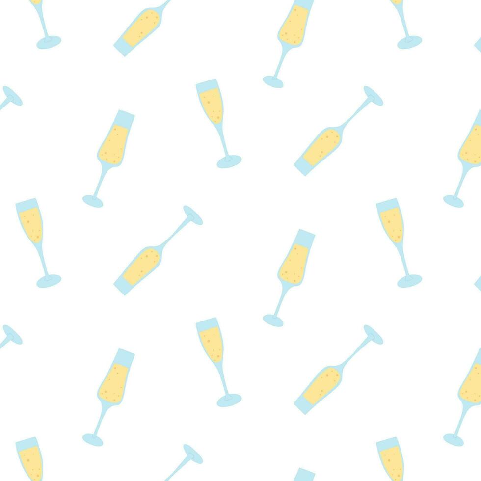 Seamless pattern with champagne. Pattern with a glass of champagne. Vector illustration in a flat style.