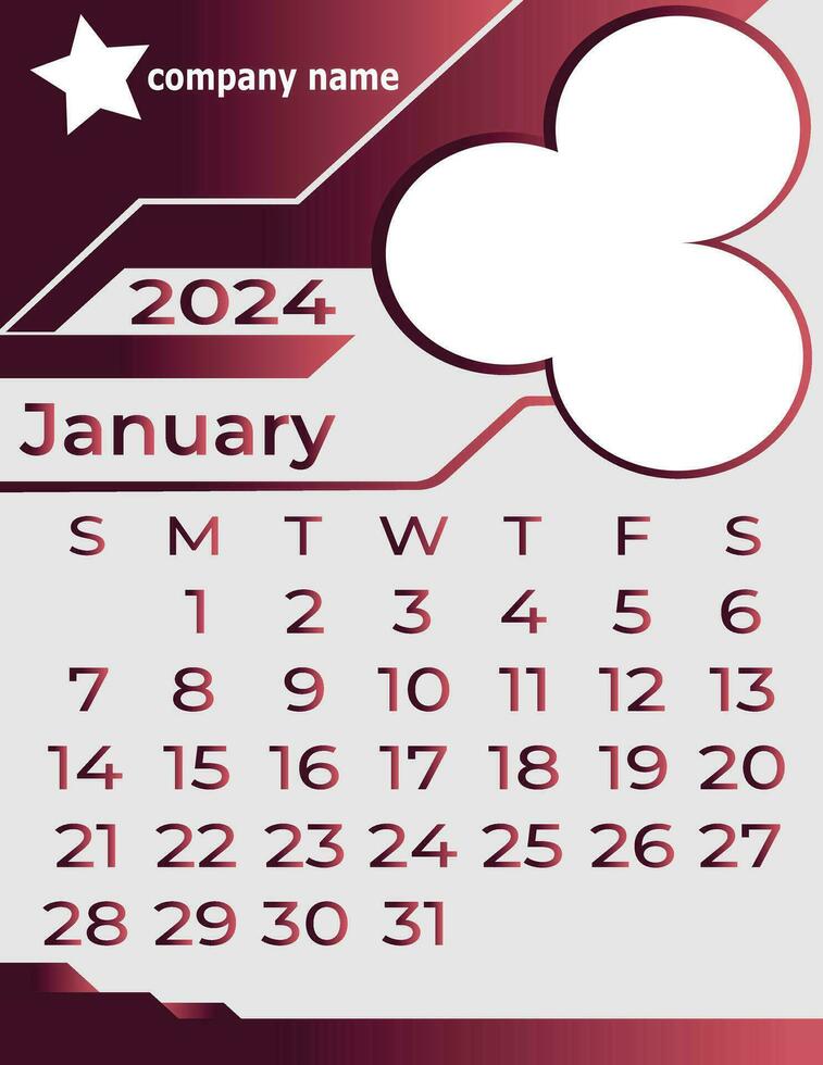 Free calendar design 2024 vector