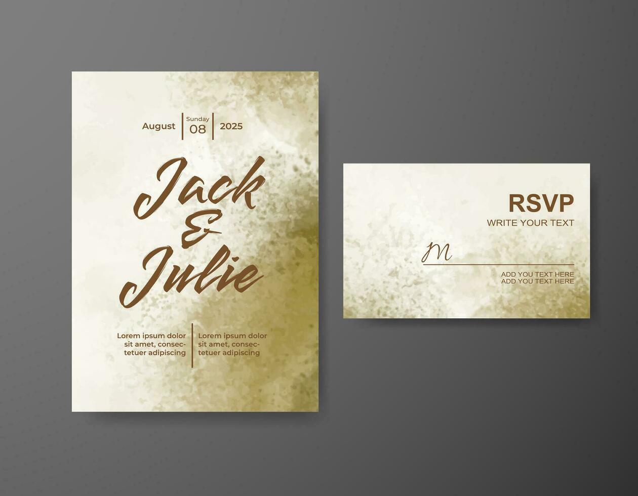 Wedding invitation with abstract watercolor background vector