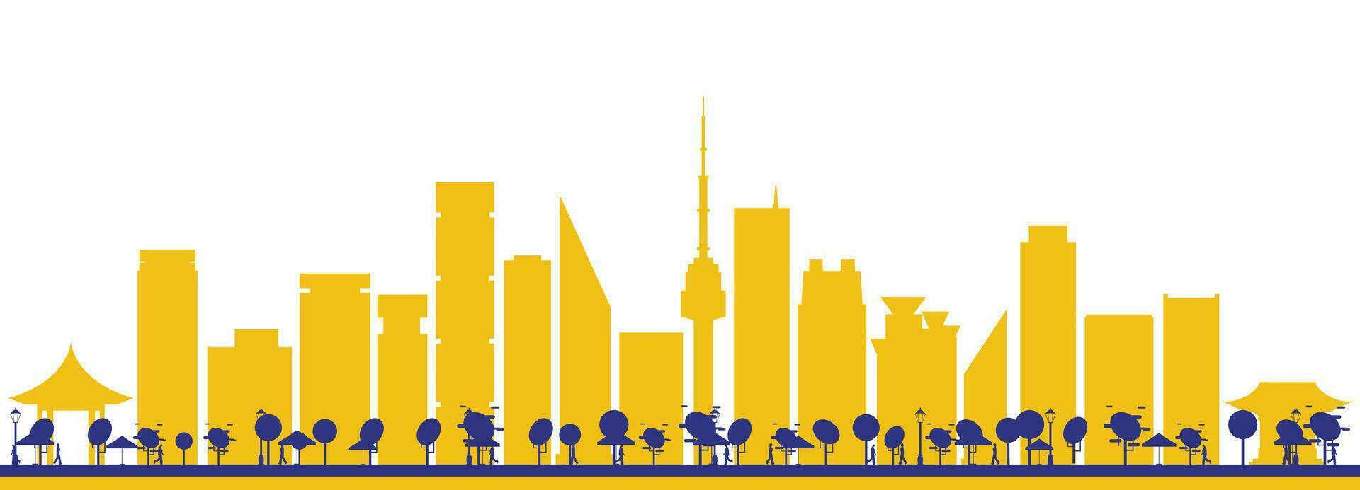 Abstract Seoul South Korea City Skyline Silhouette with Color Buildings. vector