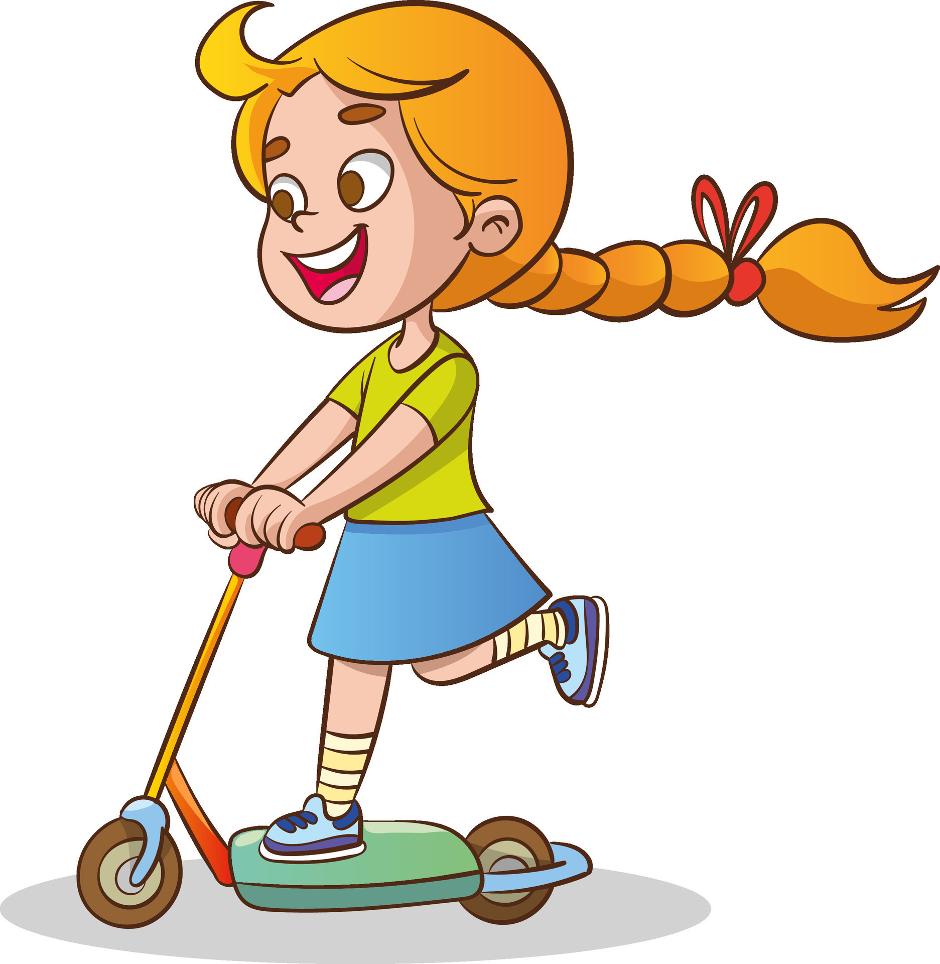 niño pequeño de dibujos animados montando una scooter 5112623 Vector en  Vecteezy
