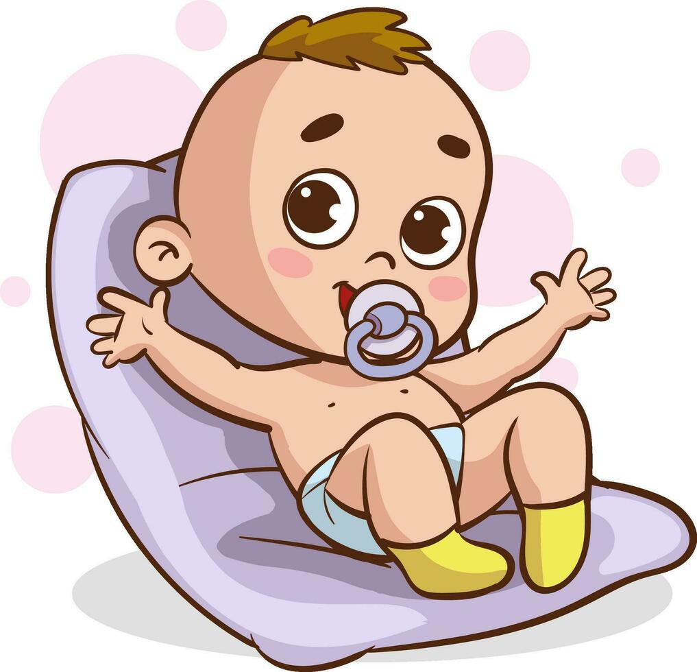 vector ilustración linda contento bebé