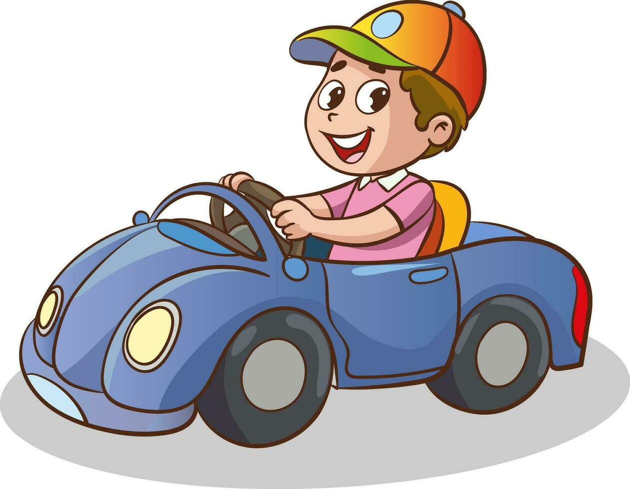 vector ilustraciones de linda chid conducción juguete coche