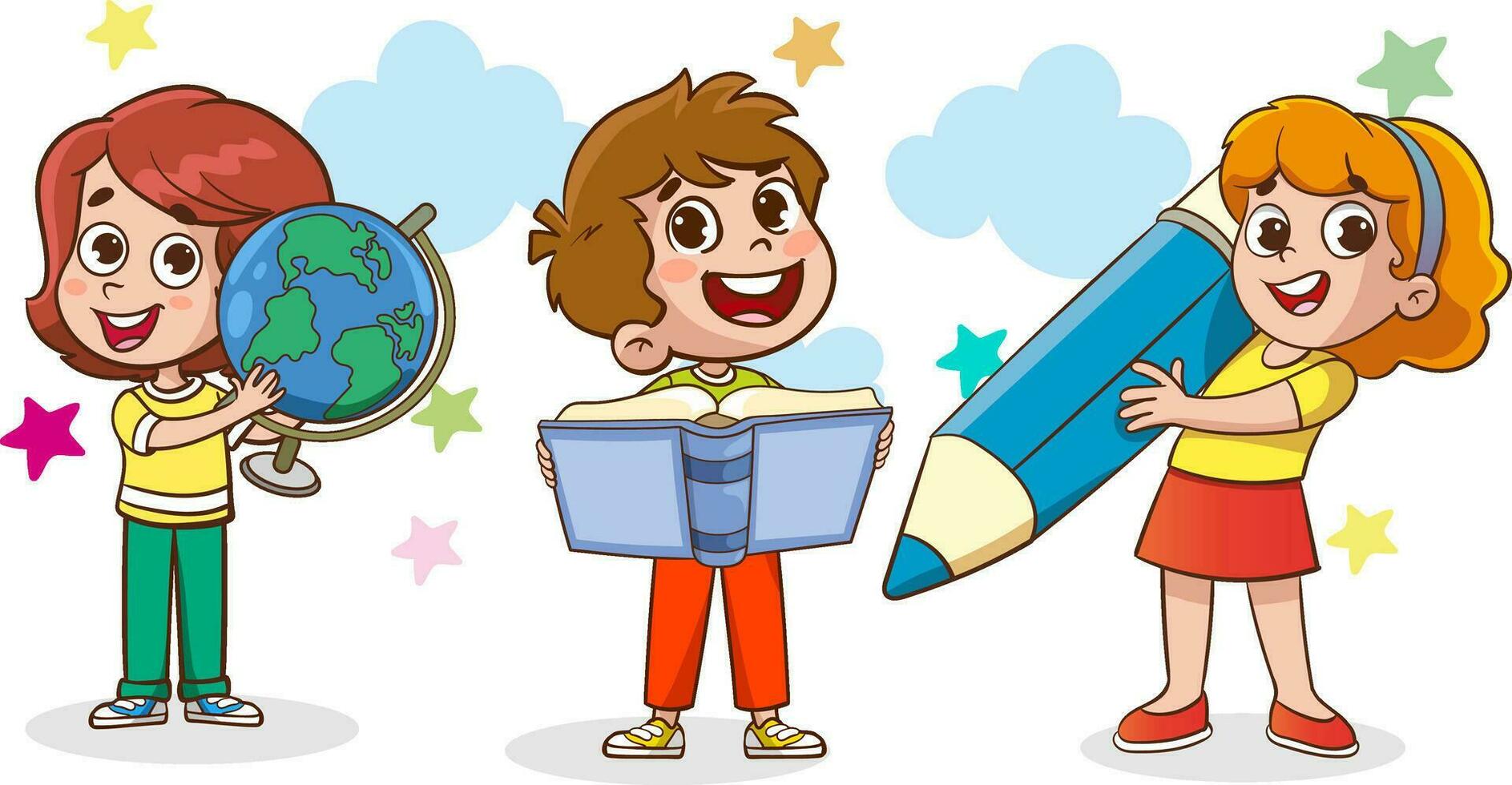kid education vector illustration design.vector illustrations of cute kids with colored pencils