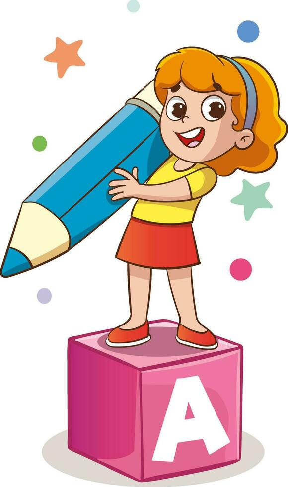 kid education vector illustration design.vector illustrations of cute kids with colored pencils