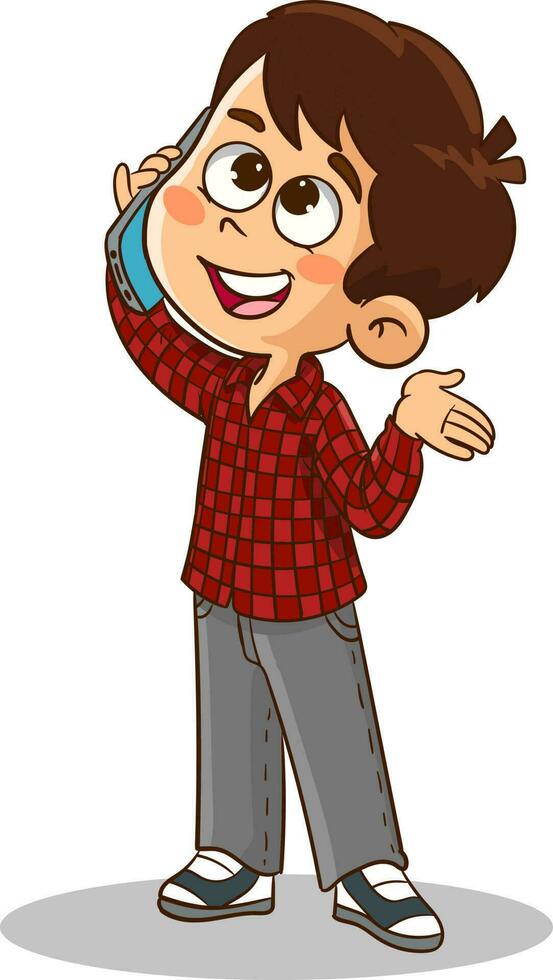 boy talking on the phone vector