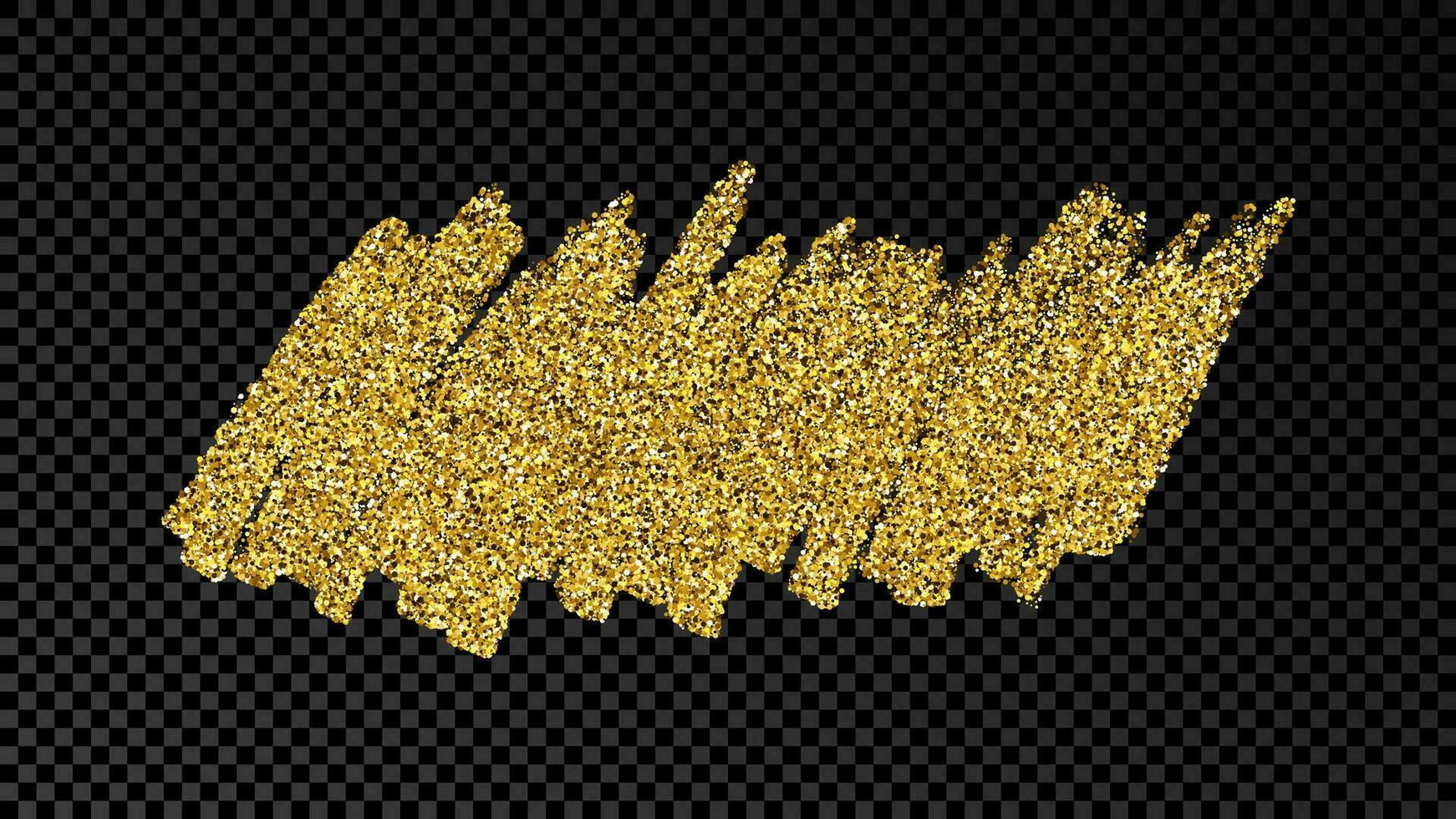Hand drawn ink spot in gold glitter. Gold ink spot with sparkles isolated on dark vector