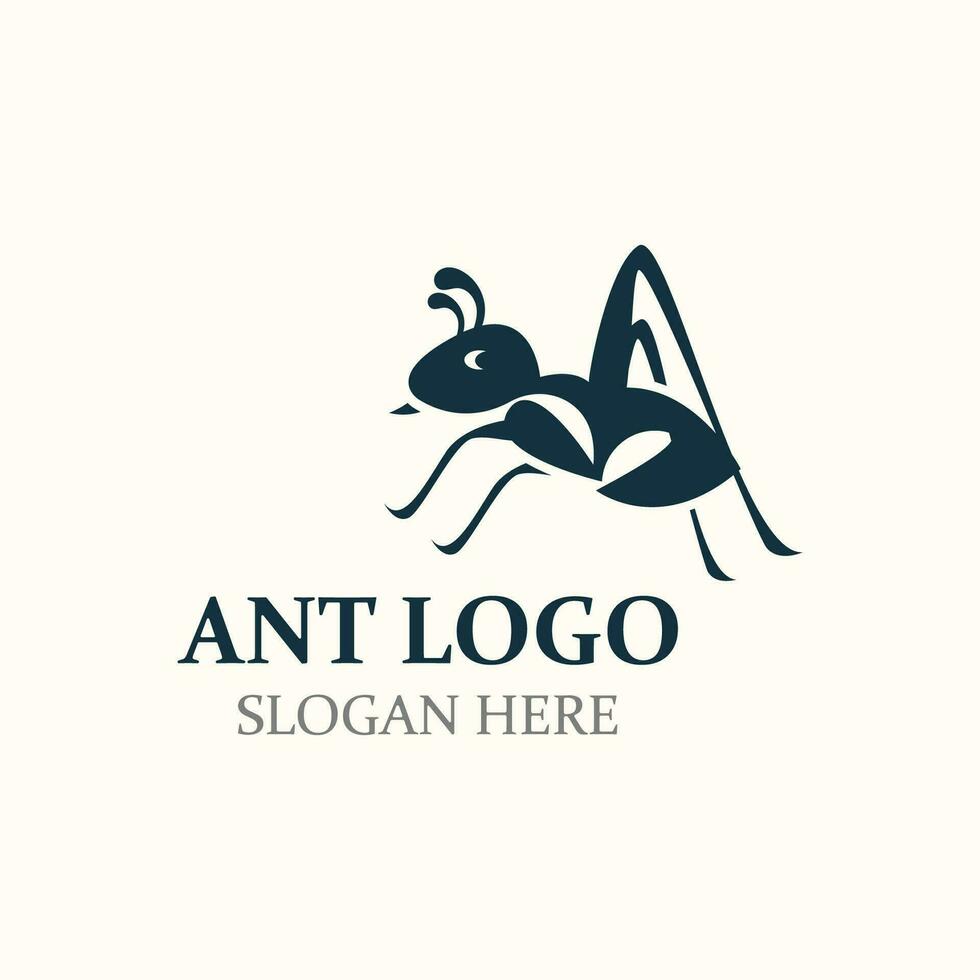Ant logo design silhouette. Isolated animal ants on background design template vector