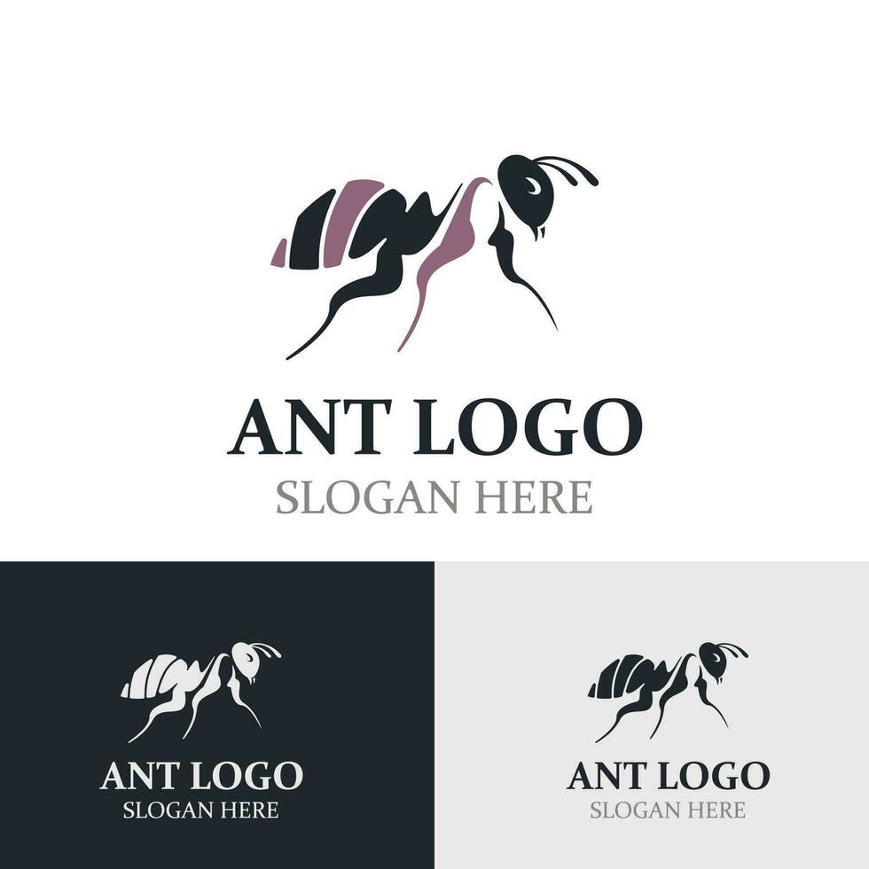 Ant logo design silhouette. Isolated animal ants on background design template vector