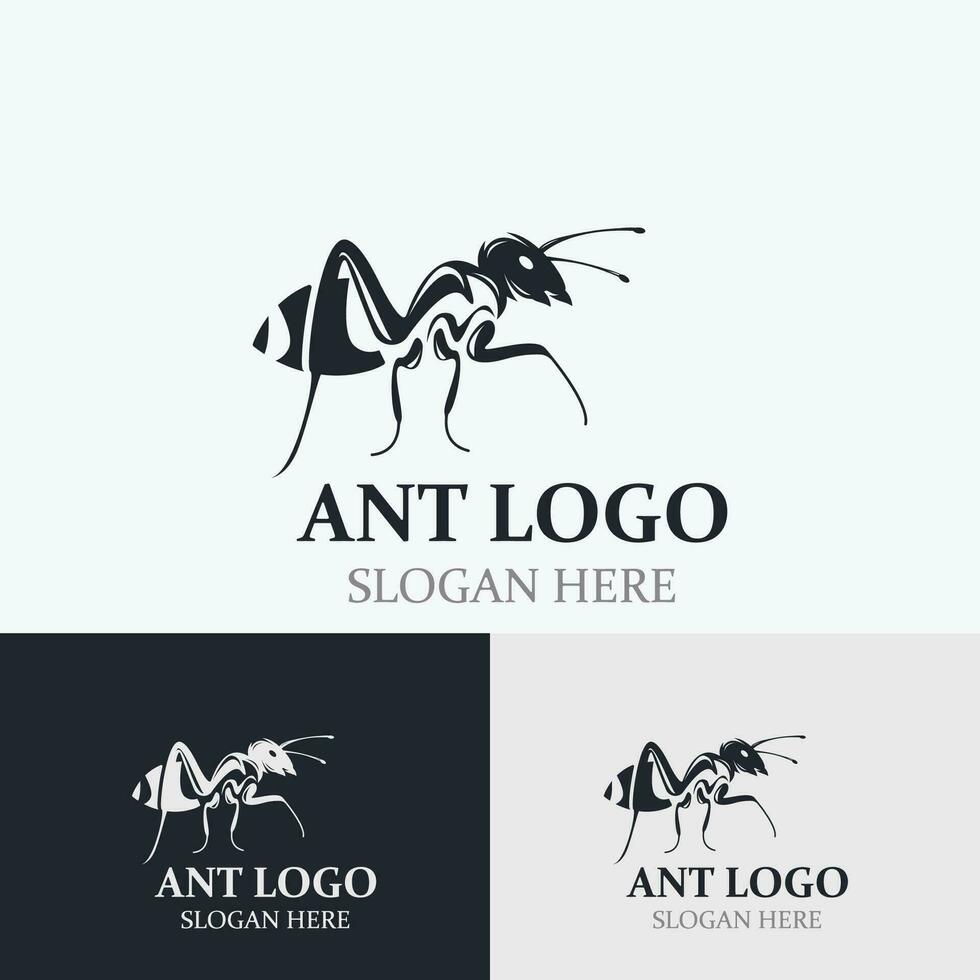 Ant logo design silhouette. Isolated animal ants on background design template vector