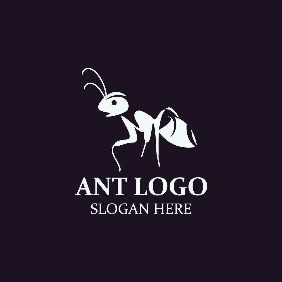 Ant logo design silhouette. Isolated animal ants on background design template vector