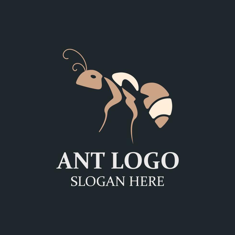 Ant logo design silhouette. Isolated animal ants on background design template vector