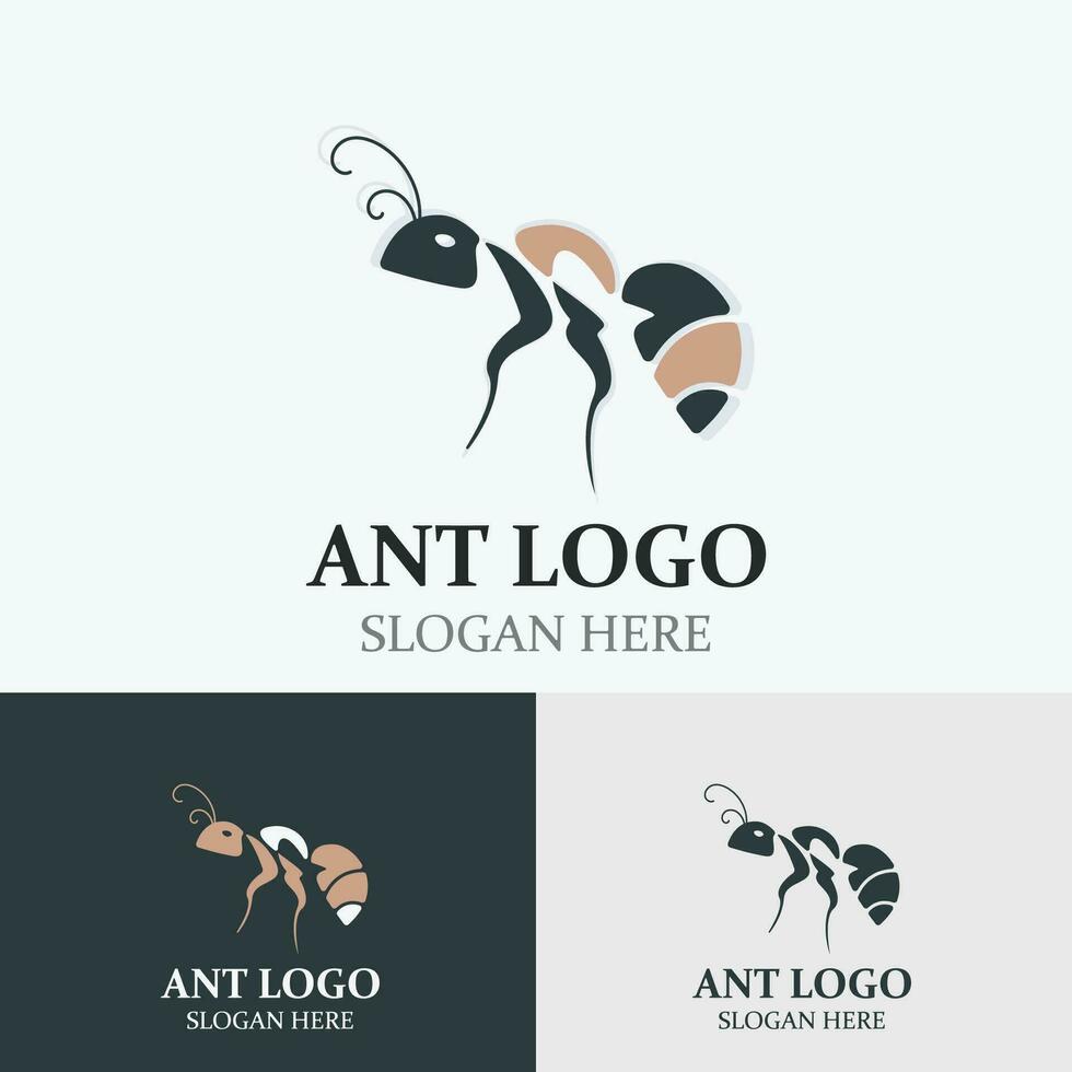 Ant logo design silhouette. Isolated animal ants on background design template vector