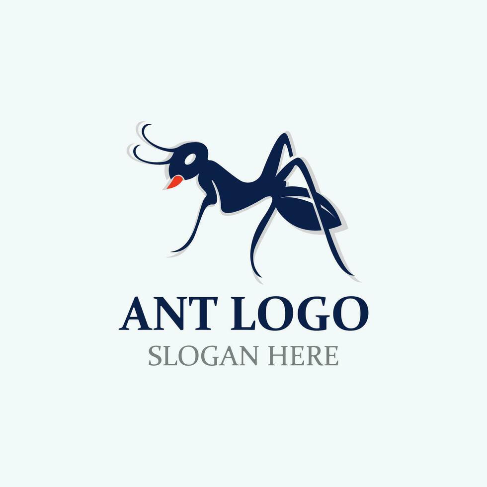 Ant logo design silhouette. Isolated animal ants on background design template vector