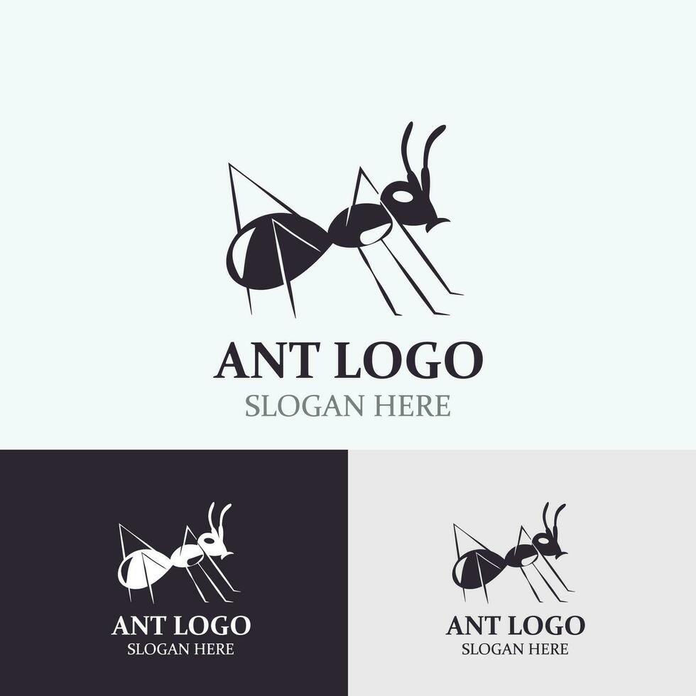 Ant logo design silhouette. Isolated animal ants on background design template vector