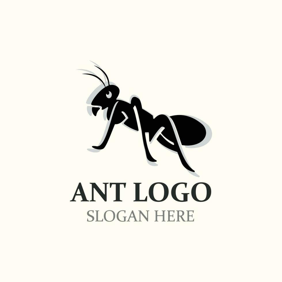 Ant logo design silhouette. Isolated animal ants on background design template vector