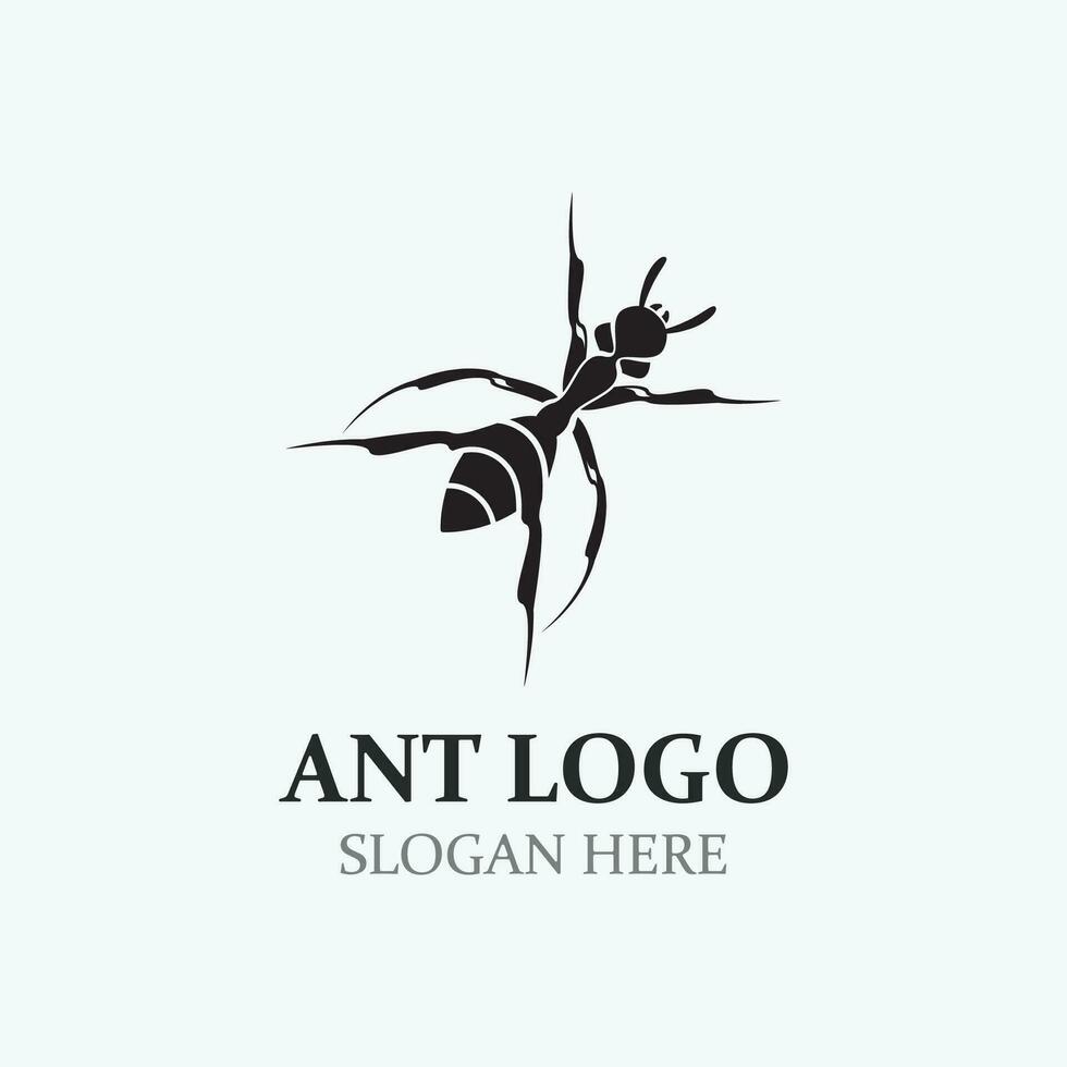 Ant logo design silhouette. Isolated animal ants on background design template vector