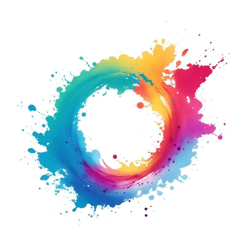 circuler color paint splashes on white vector