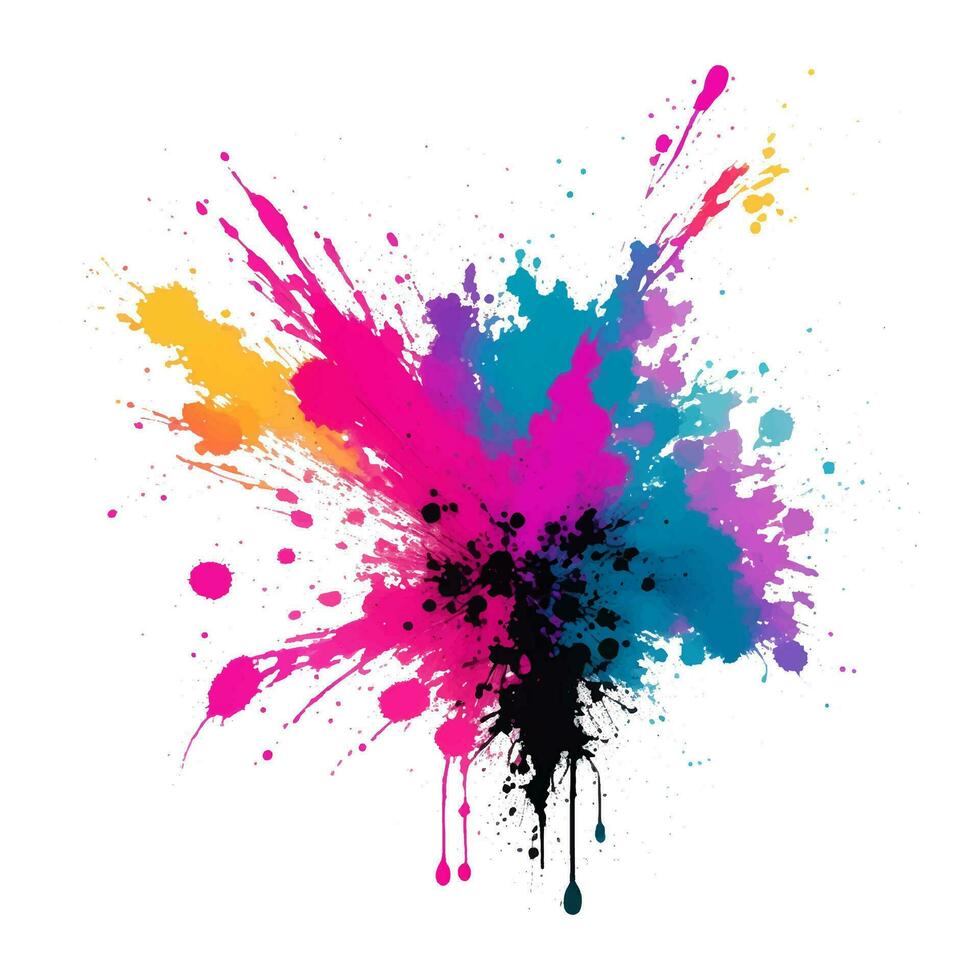 color ink splashes on white vector