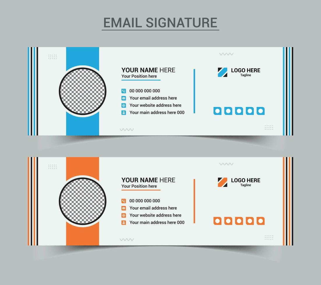 Corporate email signature template and personal social media cover design template vector