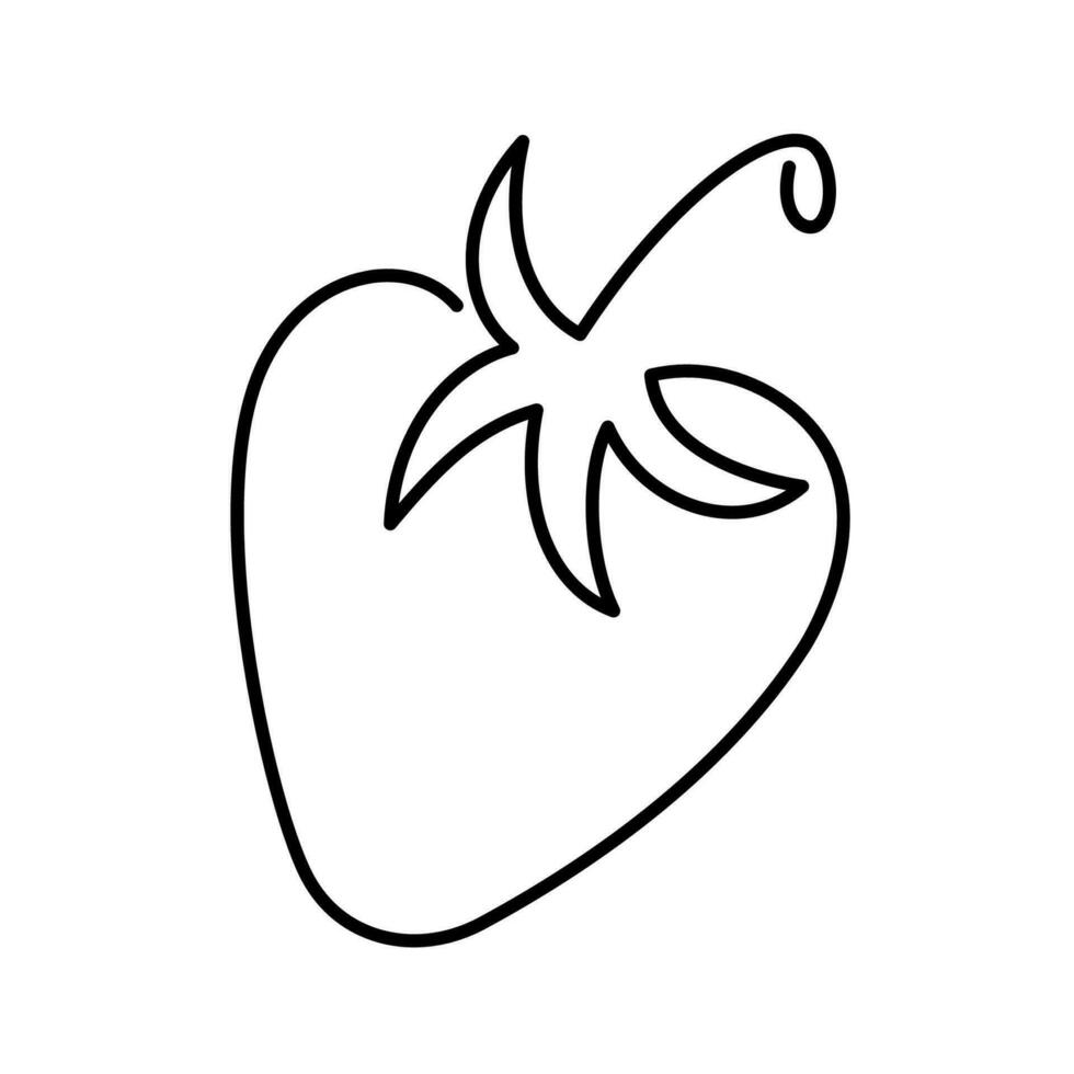 Strawberry icons. Single line art style strawberry. Abstract creative
