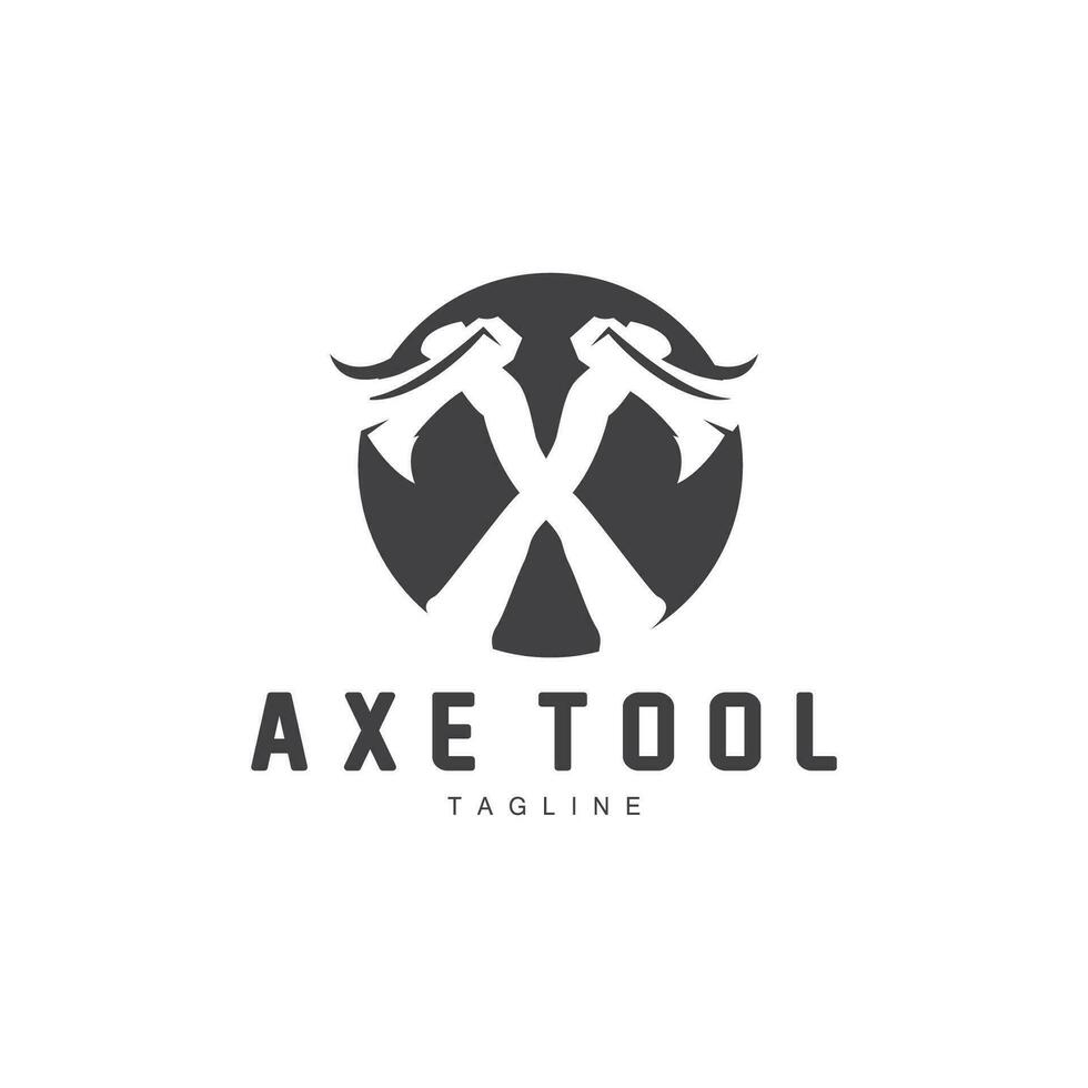 Axe Logo, Wood Cutting Tool, Lumberjack Vector, Simple Minimalist Design, Symbol Template vector