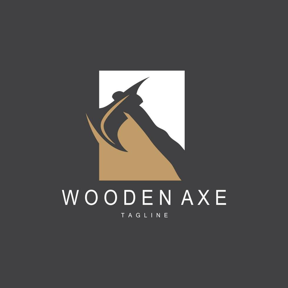 Axe Logo, Wood Cutting Tool, Lumberjack Vector, Simple Minimalist Design, Symbol Template vector