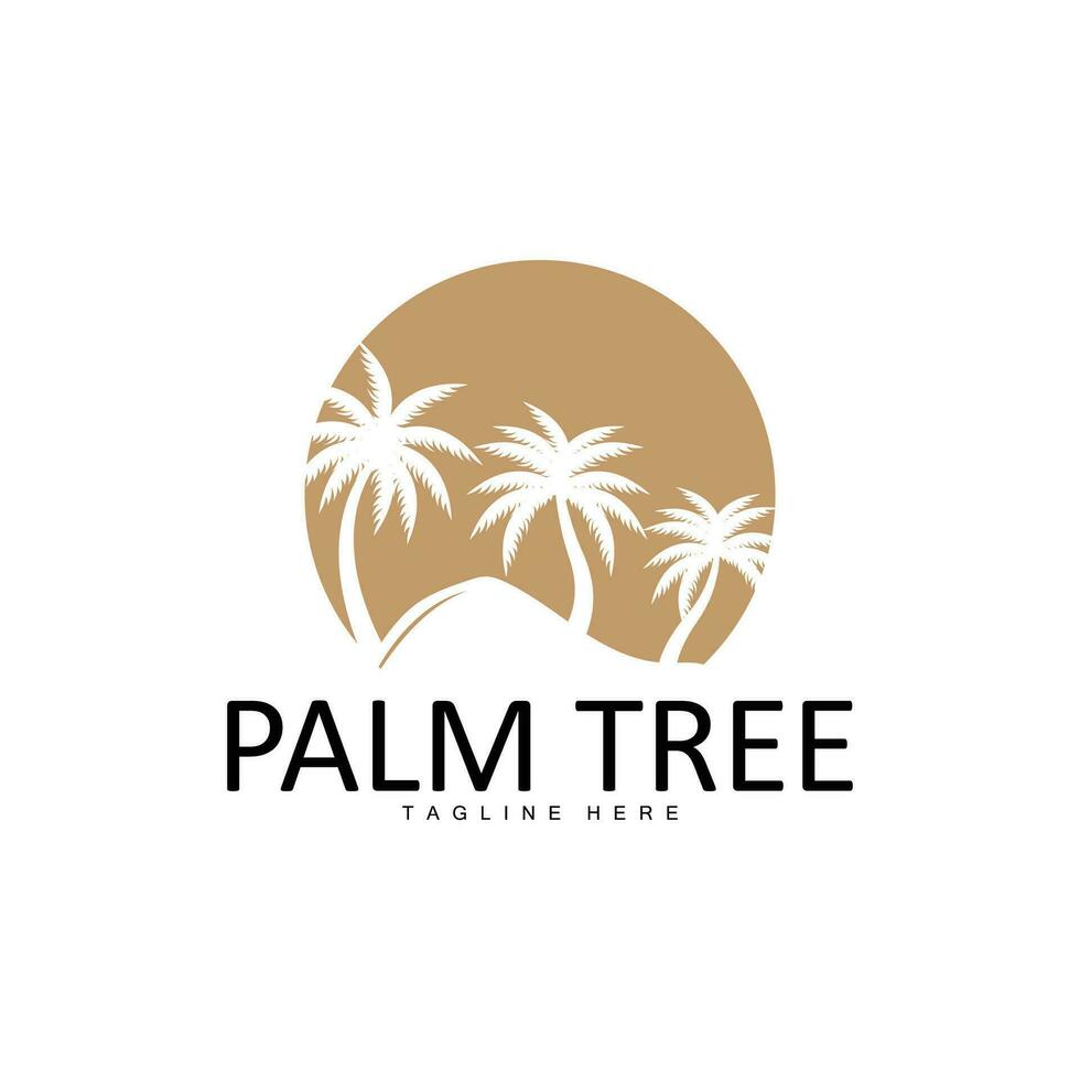 Coconut Tree Logo Design, Beach Plant Vector, Palm Tree Summer, Illustration Template vector