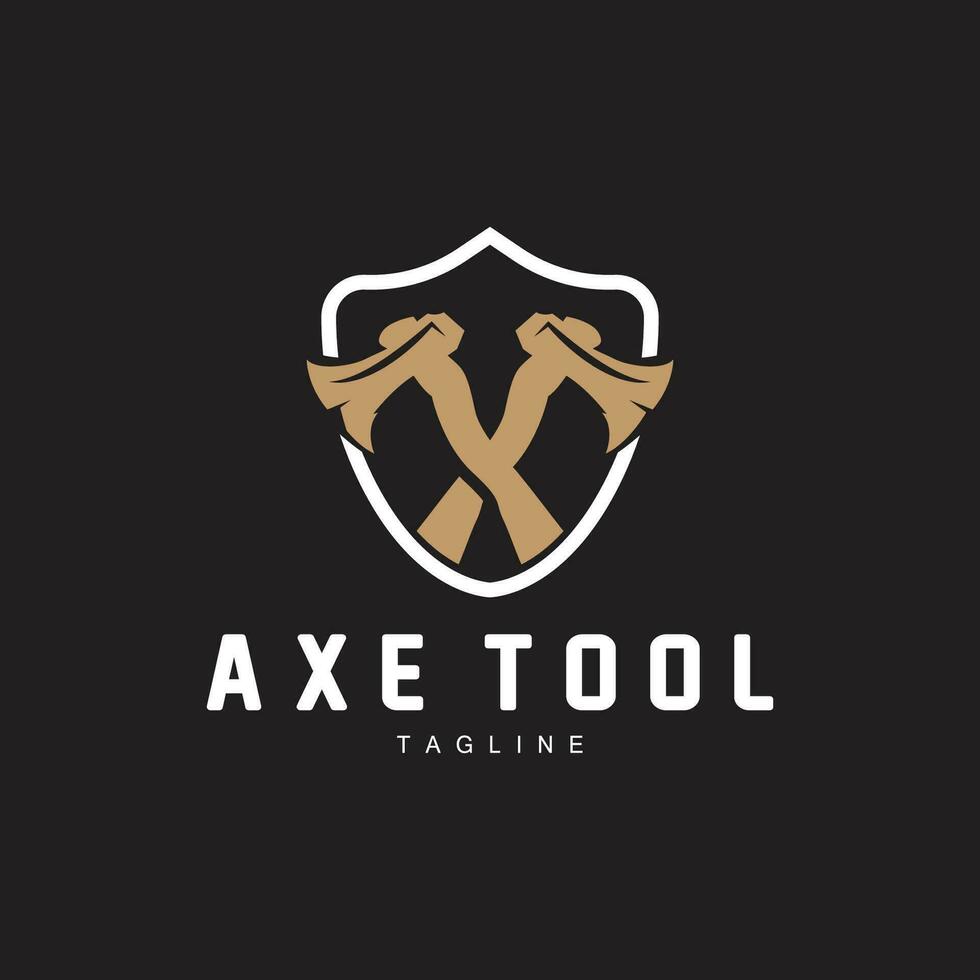 Axe Logo, Wood Cutting Tool, Lumberjack Vector, Simple Minimalist Design, Symbol Template vector