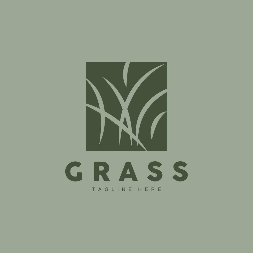 Green Grass Logo Design, Farm Landscape Illustration, Natural Scenery Vector