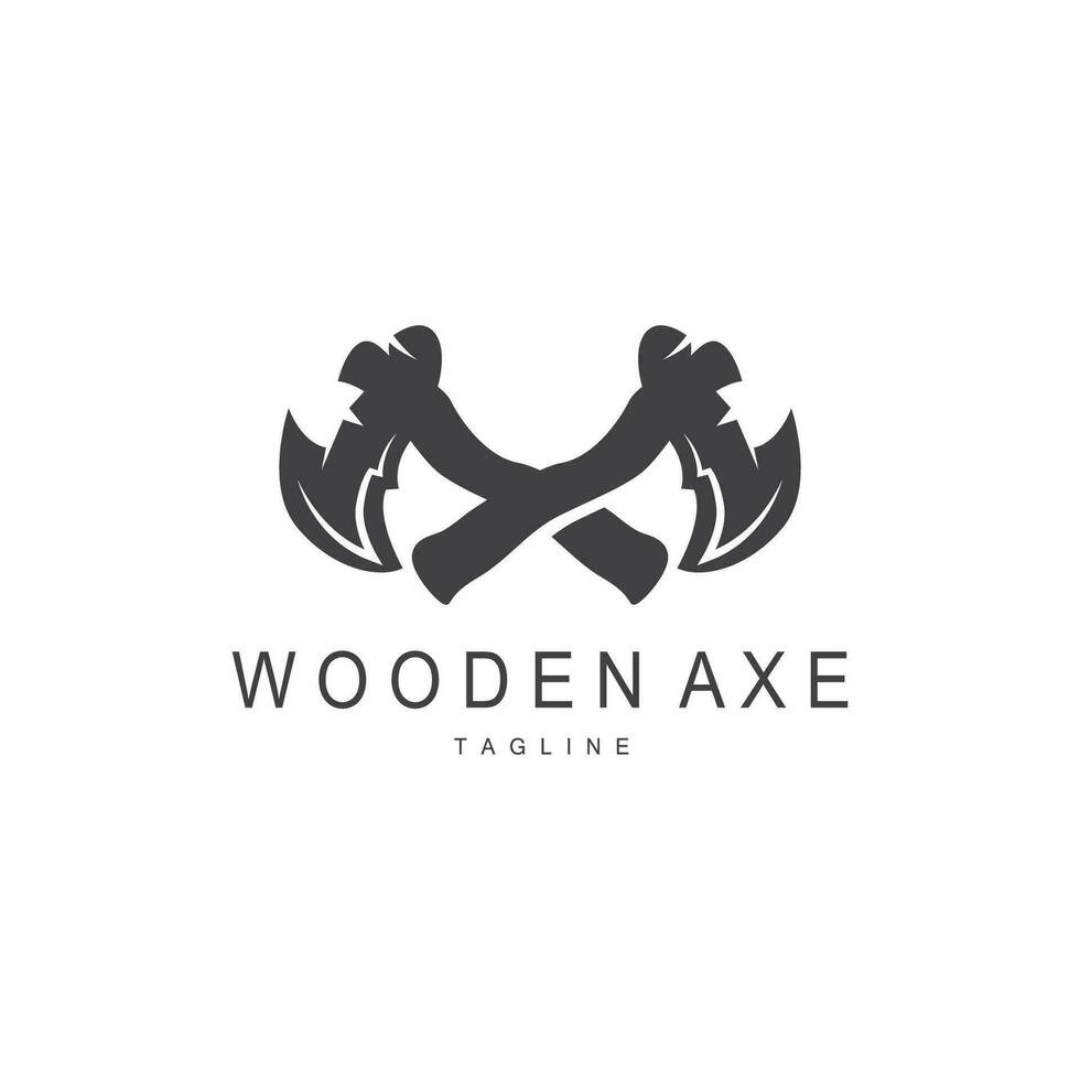 Axe Logo, Wood Cutting Tool, Lumberjack Vector, Simple Minimalist Design, Symbol Template vector
