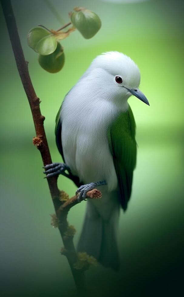 portrait of beautiful little white bird, generative ai photo