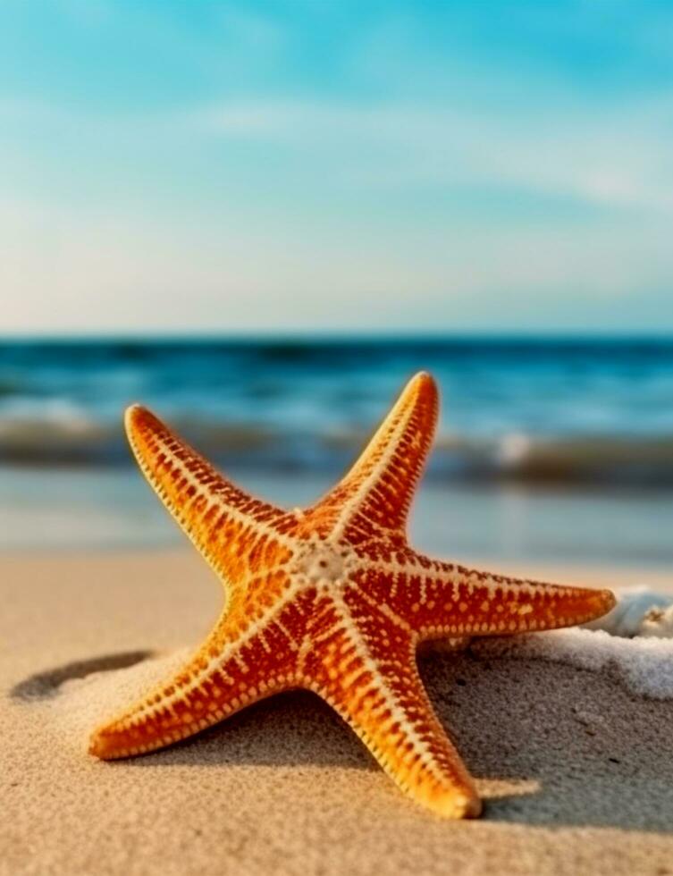 close up of starfish. summer background with copy space. generative ai photo