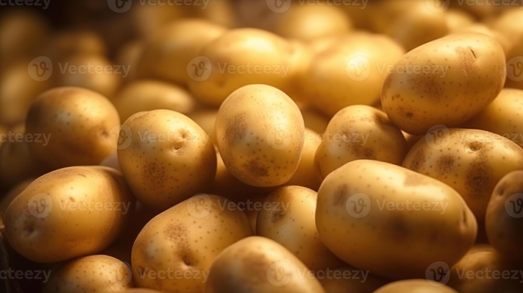 Generative AI, Close up Fresh Organic Whole Potato background. Farmers Market vegetable photo