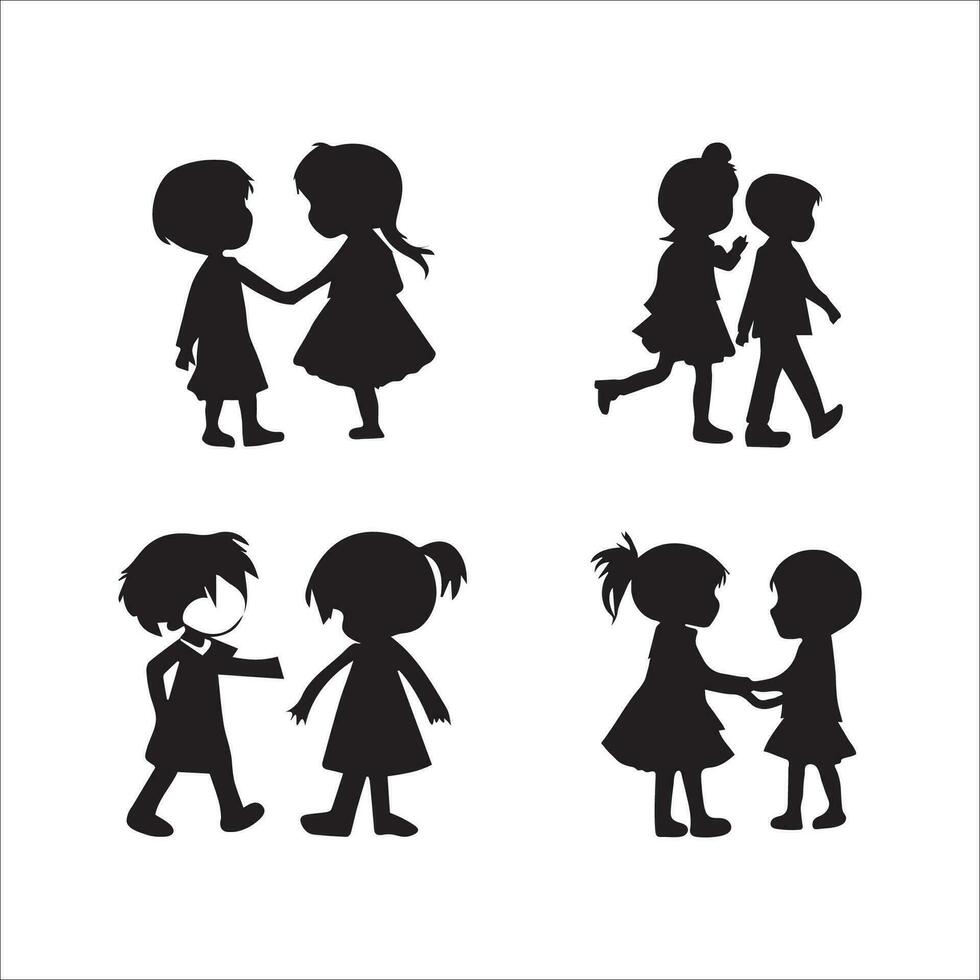 silhouette boys and girls set vector