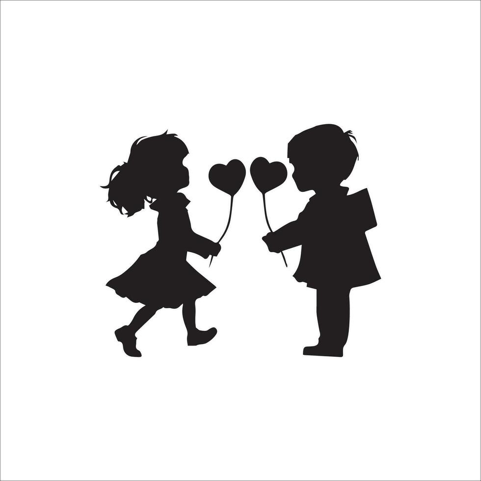 vector couple with hearts balloons