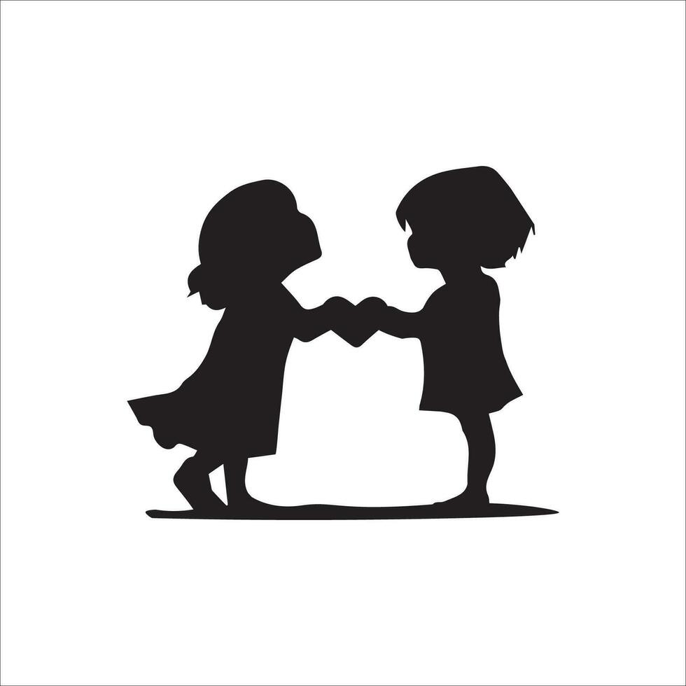 flat design couple holding hands silhouette vector