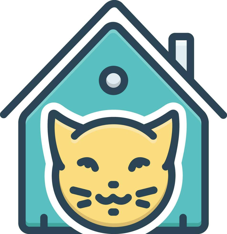 color icon for cat in cattery vector