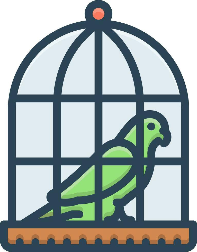 color icon for parrot in a cage vector