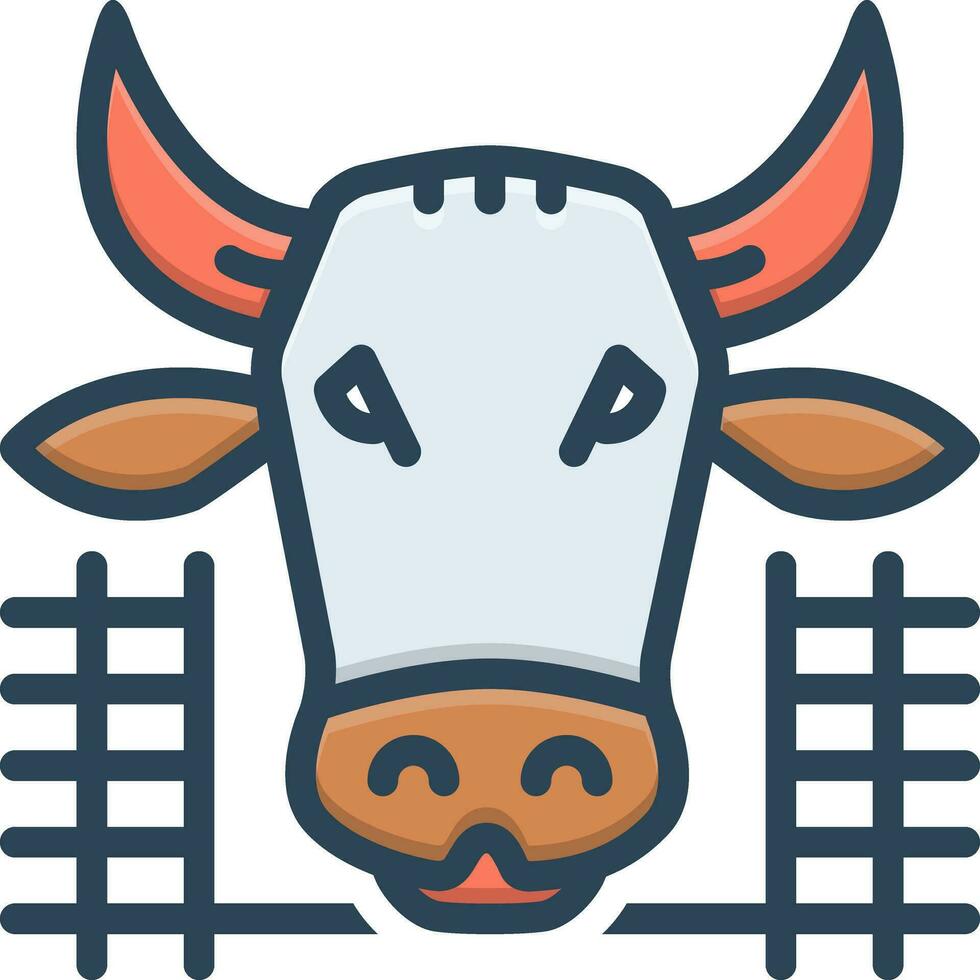 color icono para vaca en cobertizo vector