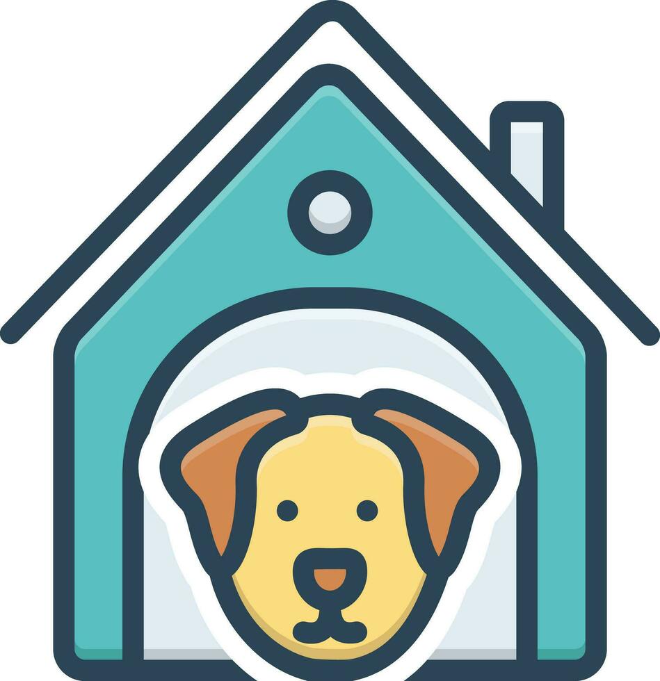 color icon for dog in kennel vector