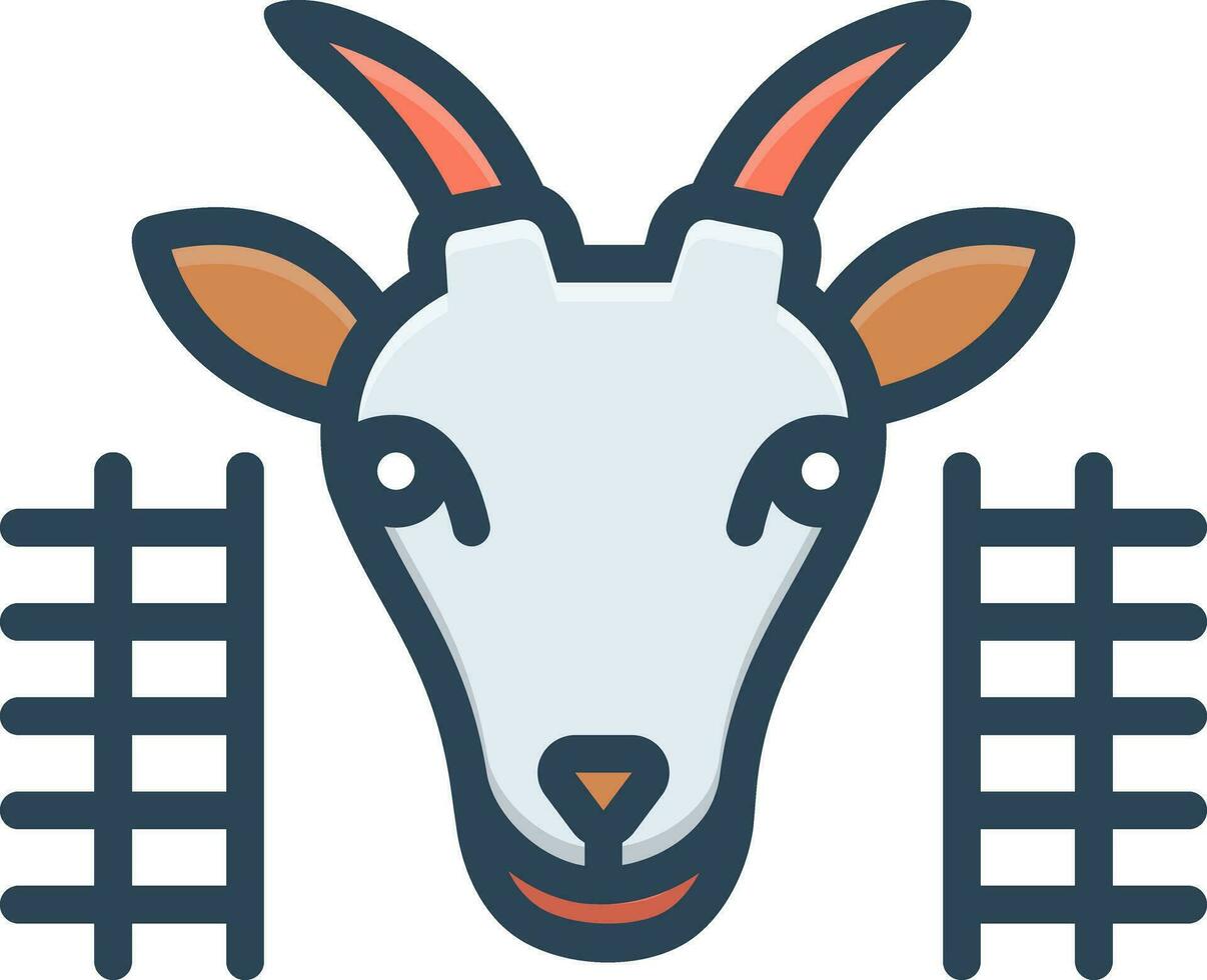color icon for goat in pen vector