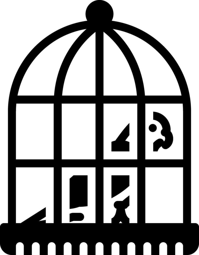 solid icon for parrot in a cage vector