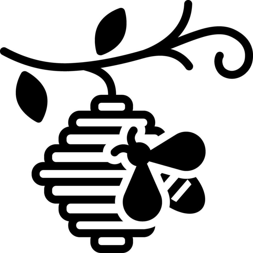 solid icon for bee in hive vector