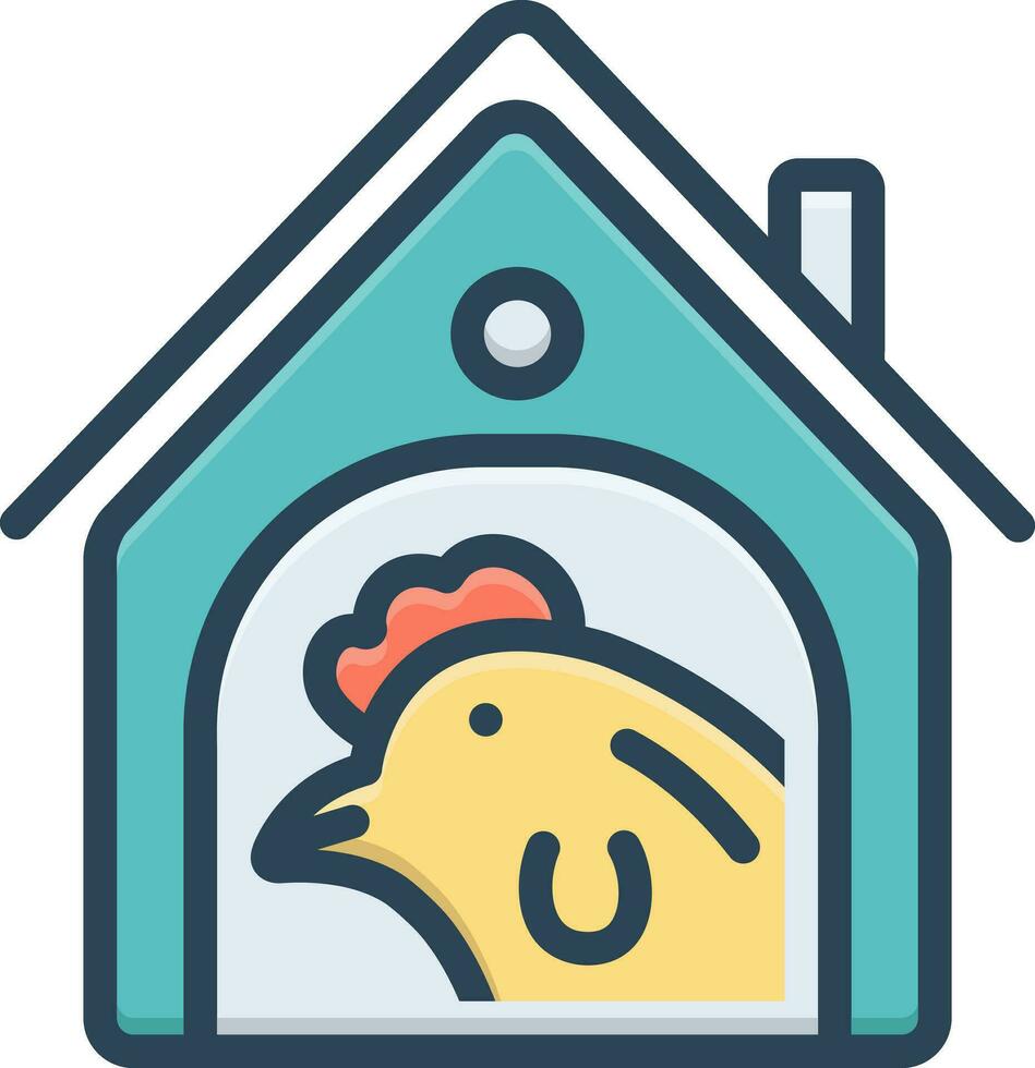 color icono para pollo en cooperativa vector