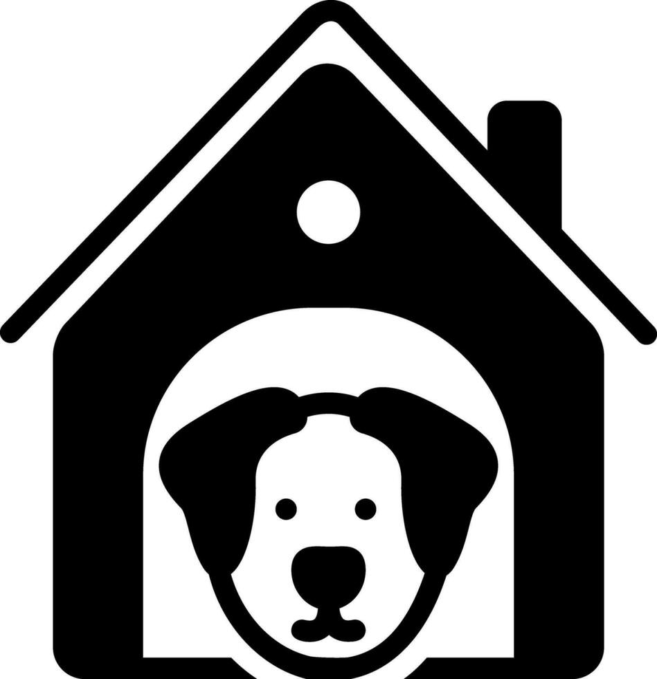 solid icon for dog in kennel vector